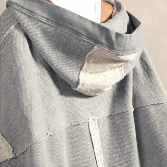 Free people Cozy Gray Hooded Cardigan sweater shirt super oversized - Picture 5 of 13